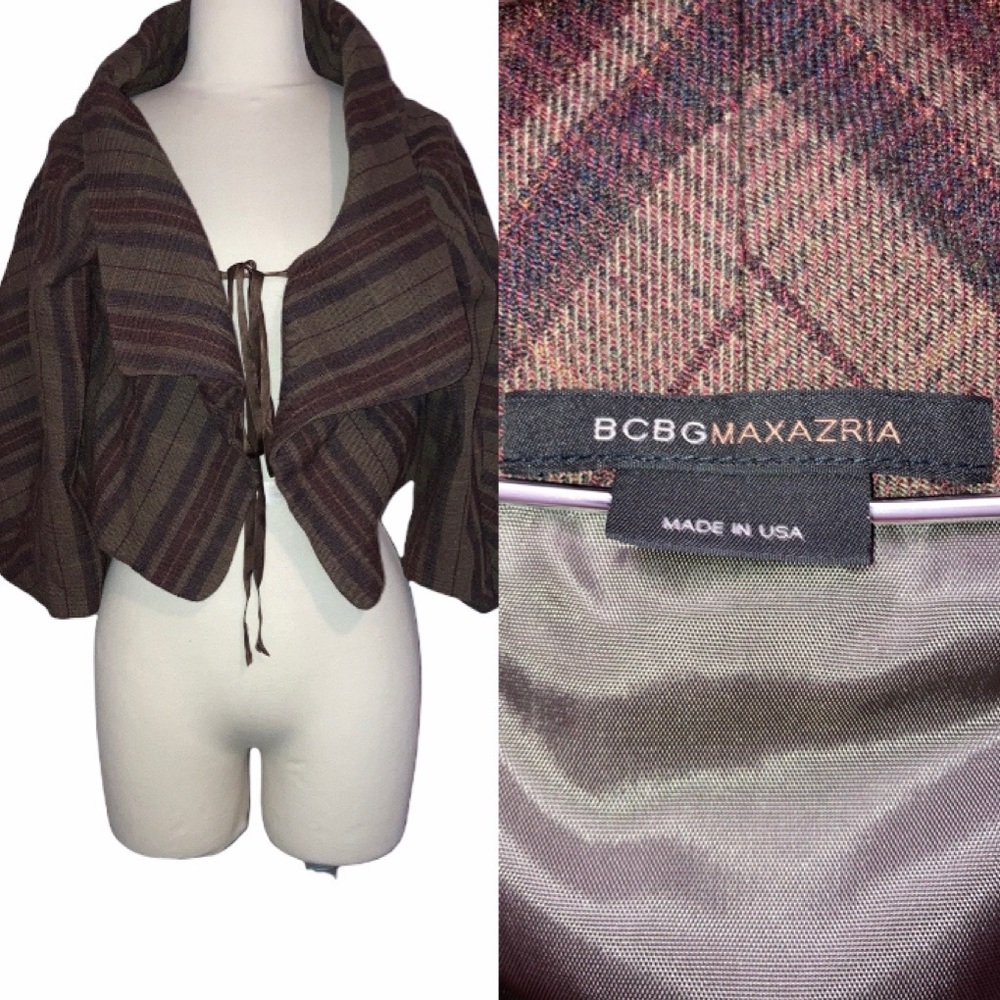 BCBGMAXAZRIA Cropped Plaid Cape